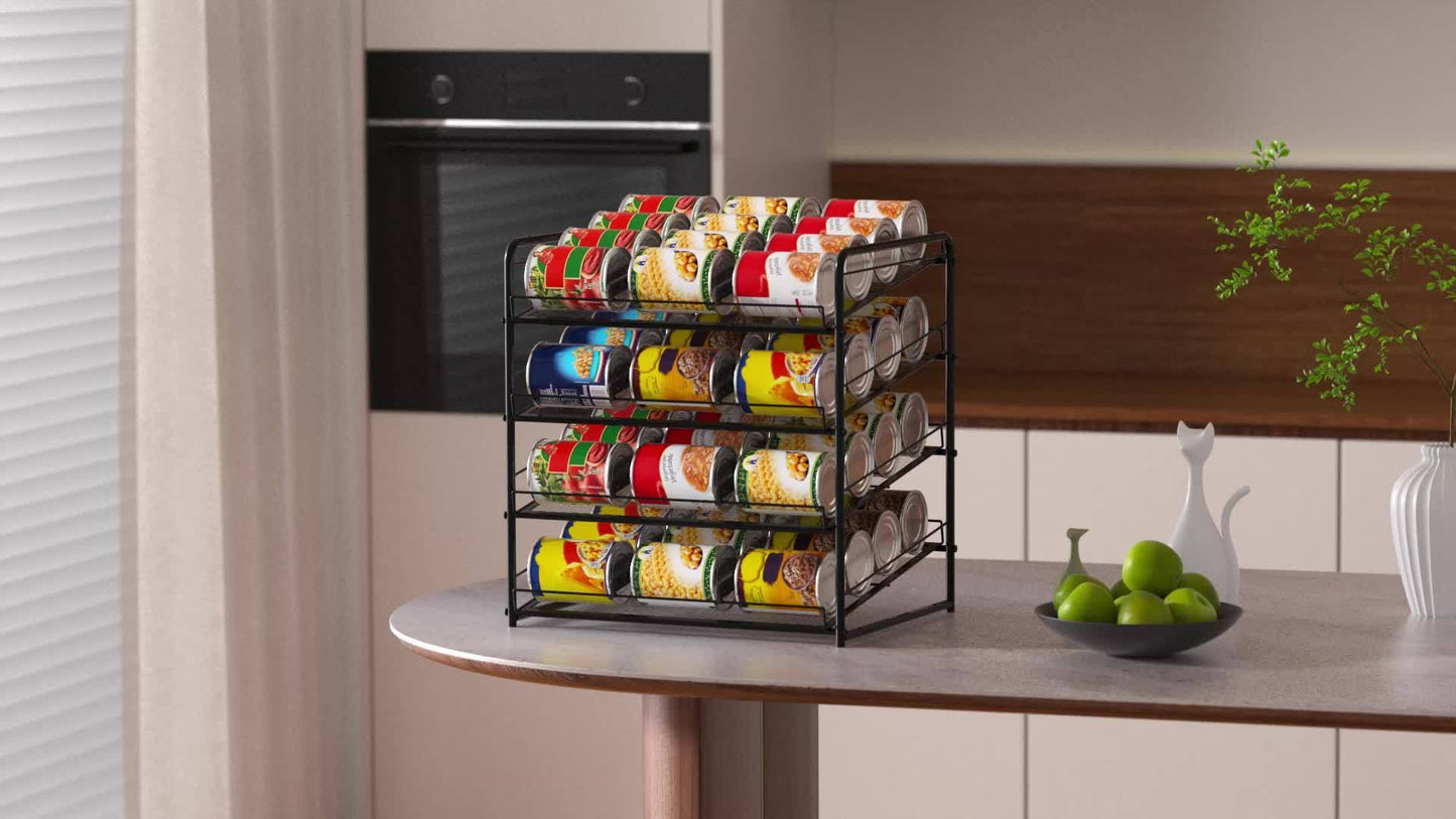 Can Rack Kitchen Organizer With Adjustable Dividers, Holds Up To 84 Cans