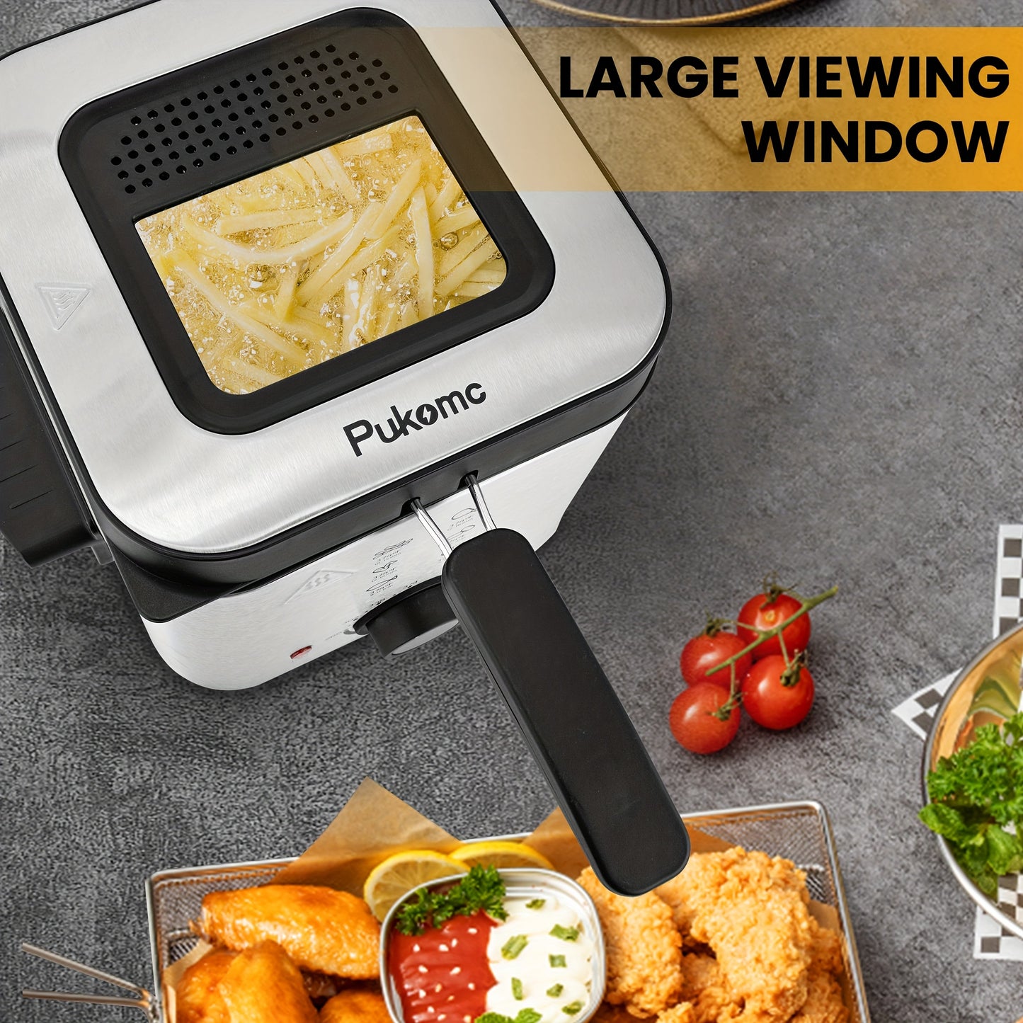 SUSTEAS 2.5L Non-Stick Easy-Clean Inner Pot Deep Fryer with Basket, 1500W Electric, Temperature Control, Removable Lid, Ideal for Home Use