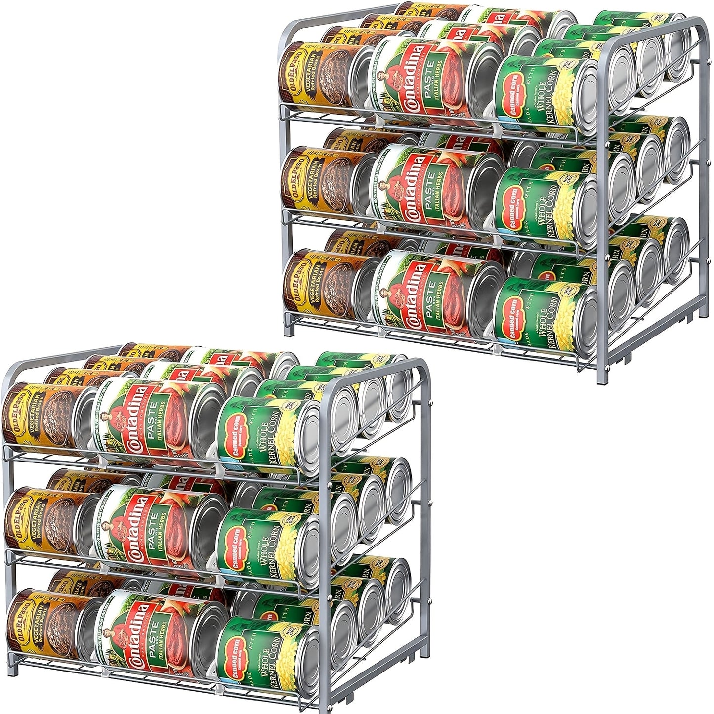 Can Rack Kitchen Organizer With Adjustable Dividers, Holds Up To 84 Cans