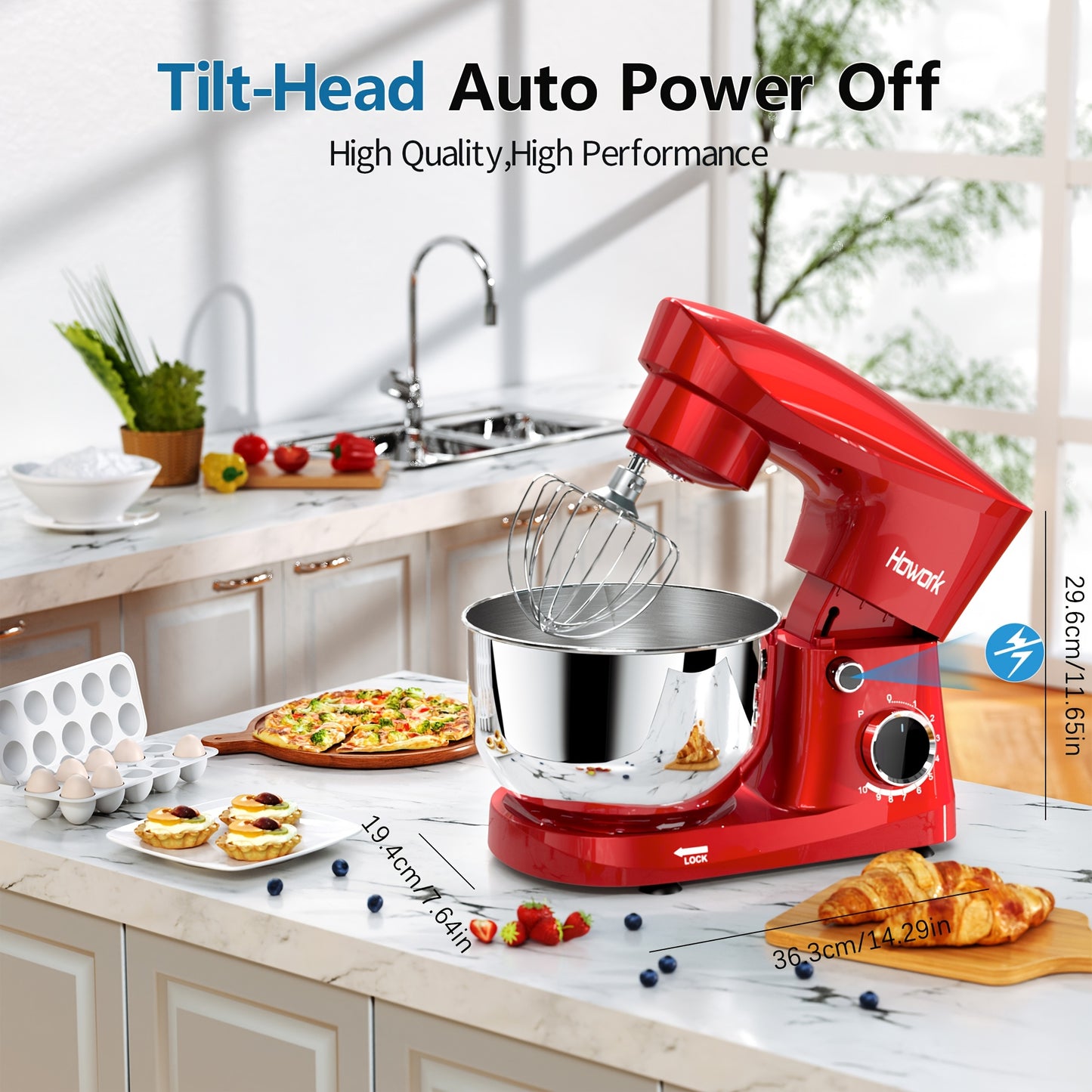 [10-Speed] HOWORK Stand Mixer | 10-Speed | 5QT | Electric | Dishwasher-Safe | For Most Home Cooks