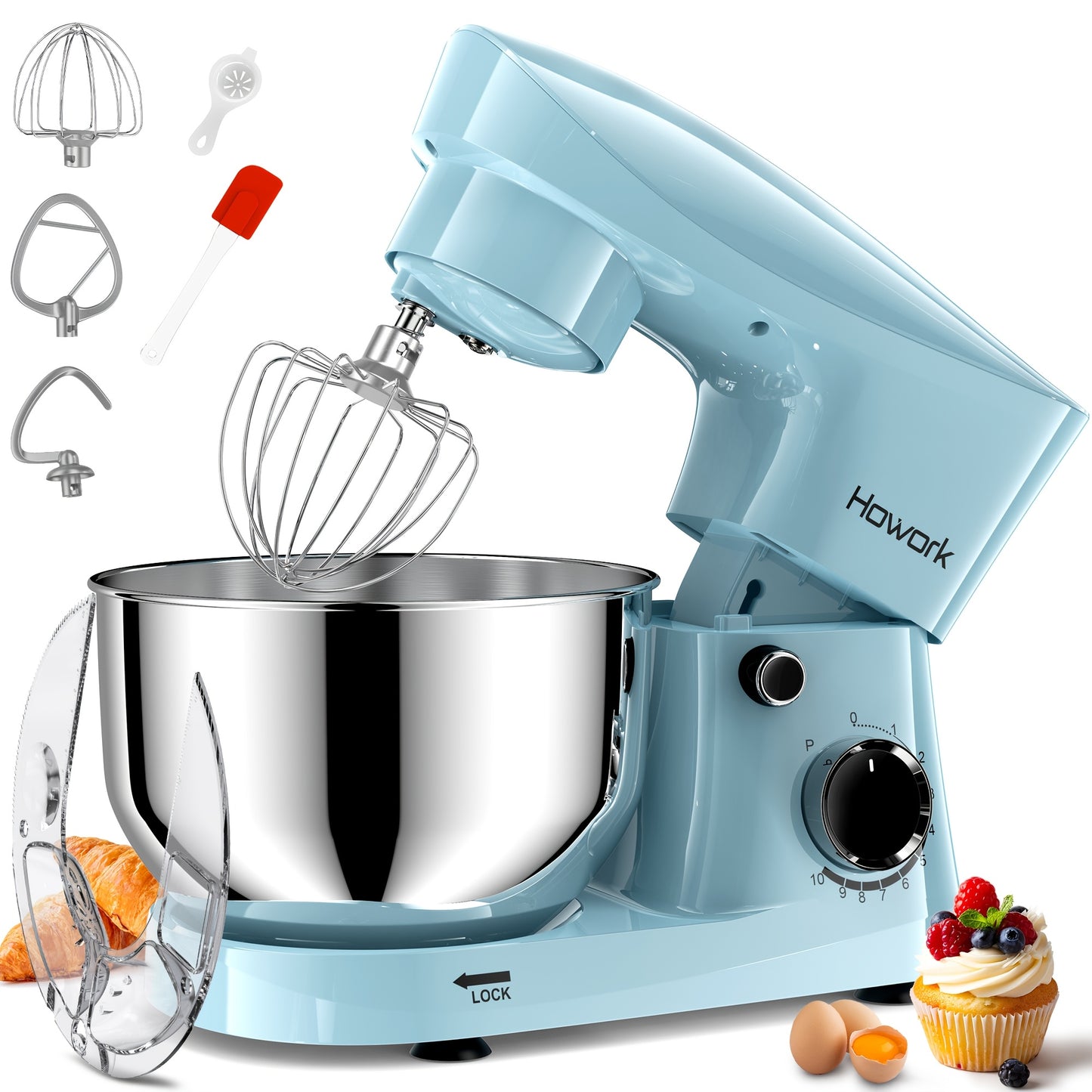 [10-Speed] HOWORK Stand Mixer | 10-Speed | 5QT | Electric | Dishwasher-Safe | For Most Home Cooks