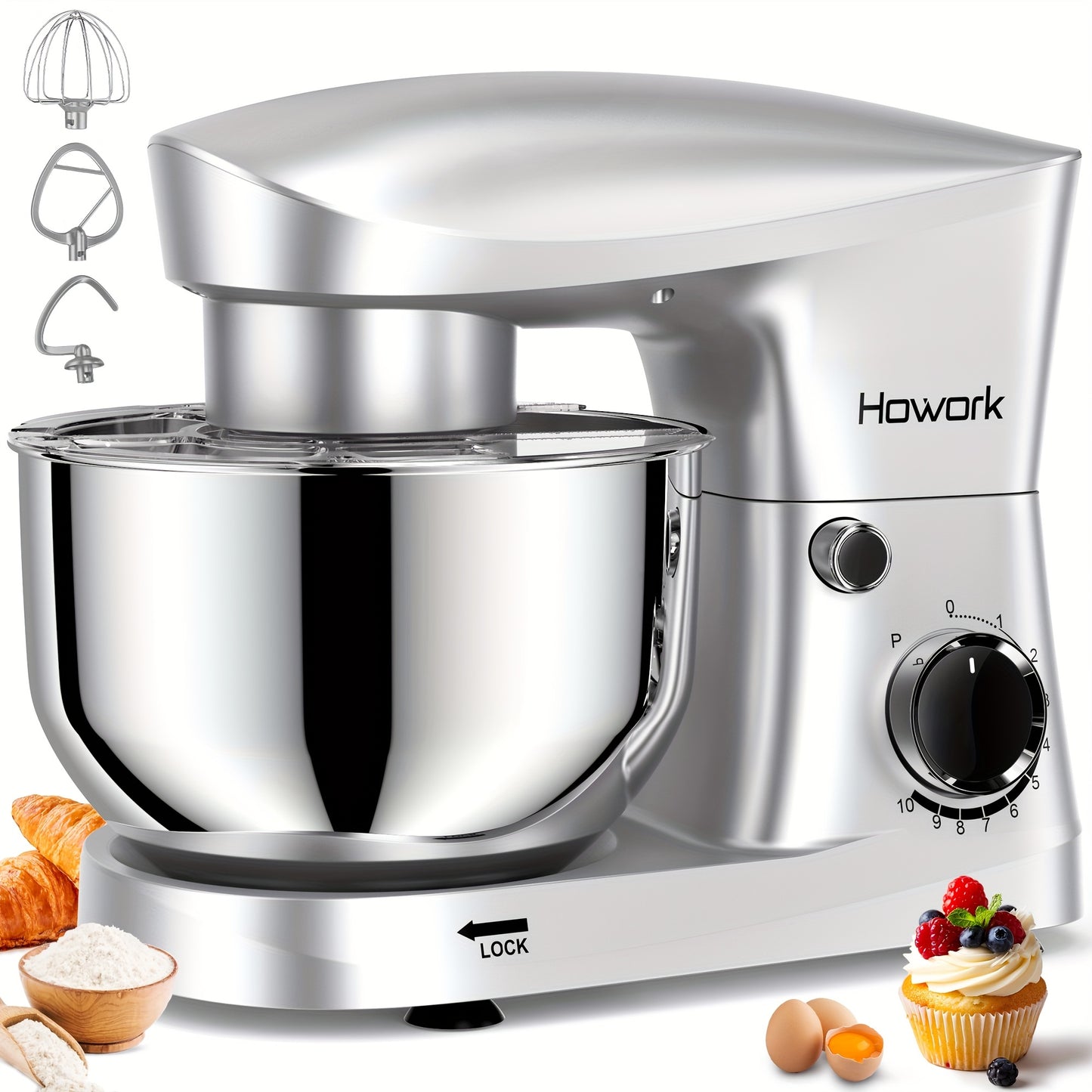 [10-Speed] HOWORK Stand Mixer | 10-Speed | 5QT | Electric | Dishwasher-Safe | For Most Home Cooks