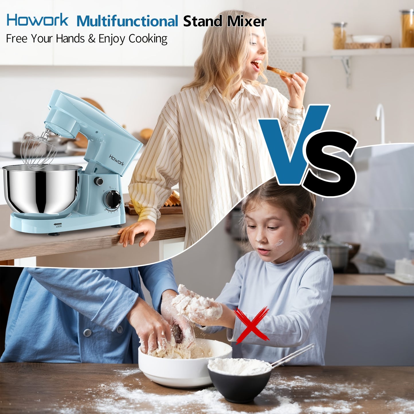[10-Speed] HOWORK Stand Mixer | 10-Speed | 5QT | Electric | Dishwasher-Safe | For Most Home Cooks