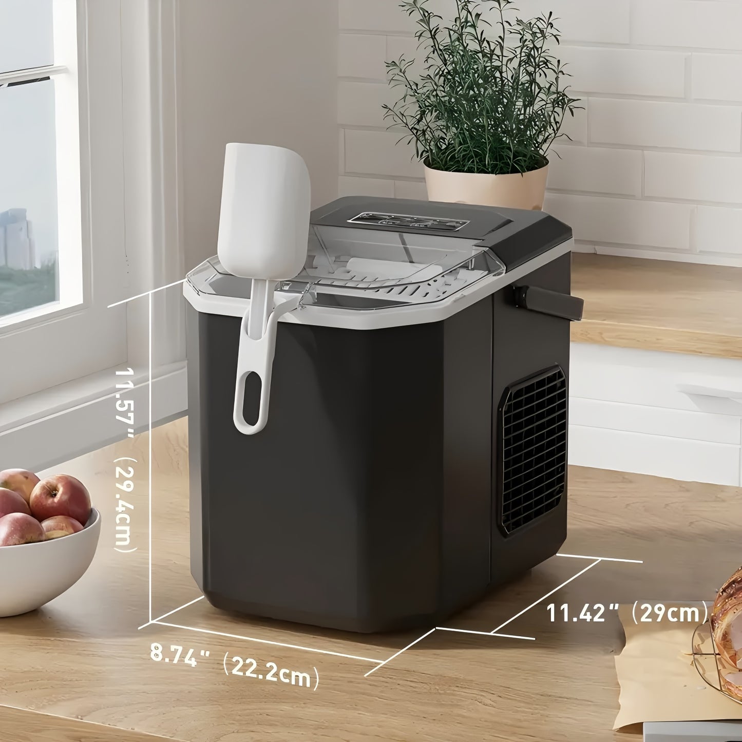 35 Pound Golden Nugget Ice Machine And 26 Pound Bullet Ice Machine, Soft Chew Ice Crusher, Portable Pebble Ice Machine Desktop, Automatic Cleaning Portable Ice Machine with Basket And Spoon, One Click Operation for Home/kitch