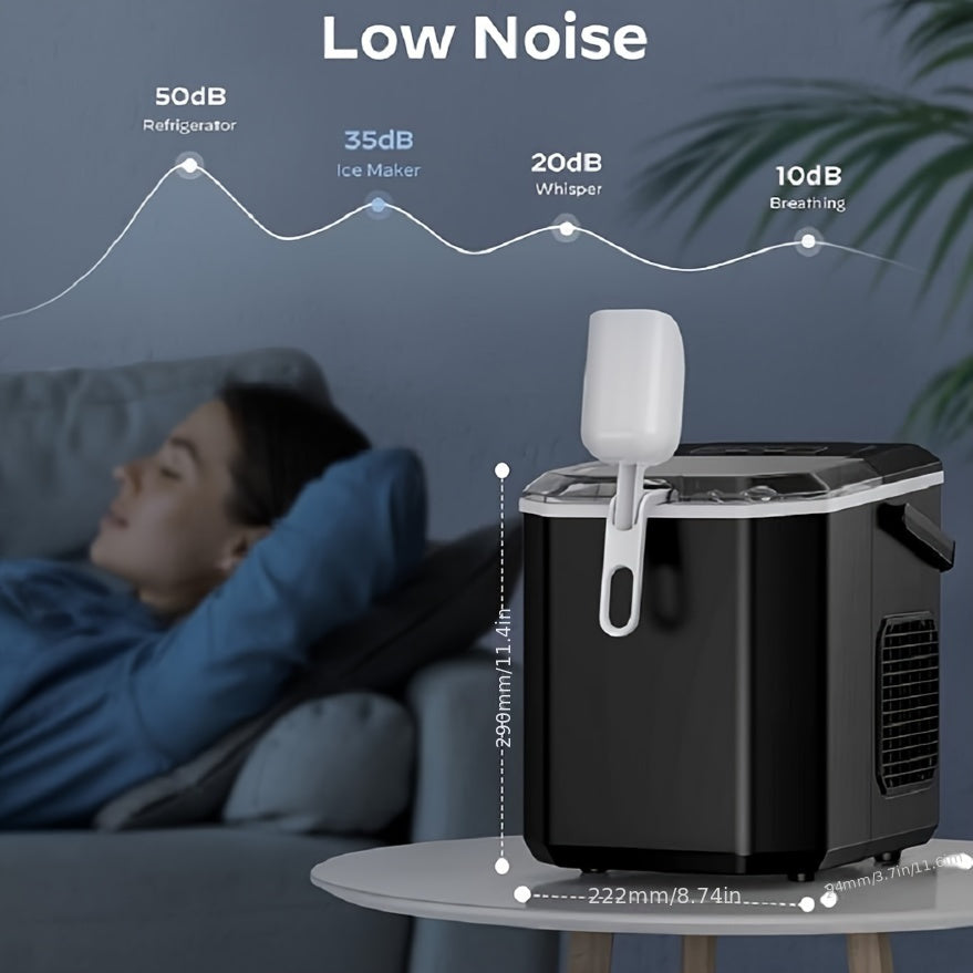 35 Pound Golden Nugget Ice Machine And 26 Pound Bullet Ice Machine, Soft Chew Ice Crusher, Portable Pebble Ice Machine Desktop, Automatic Cleaning Portable Ice Machine with Basket And Spoon, One Click Operation for Home/kitch