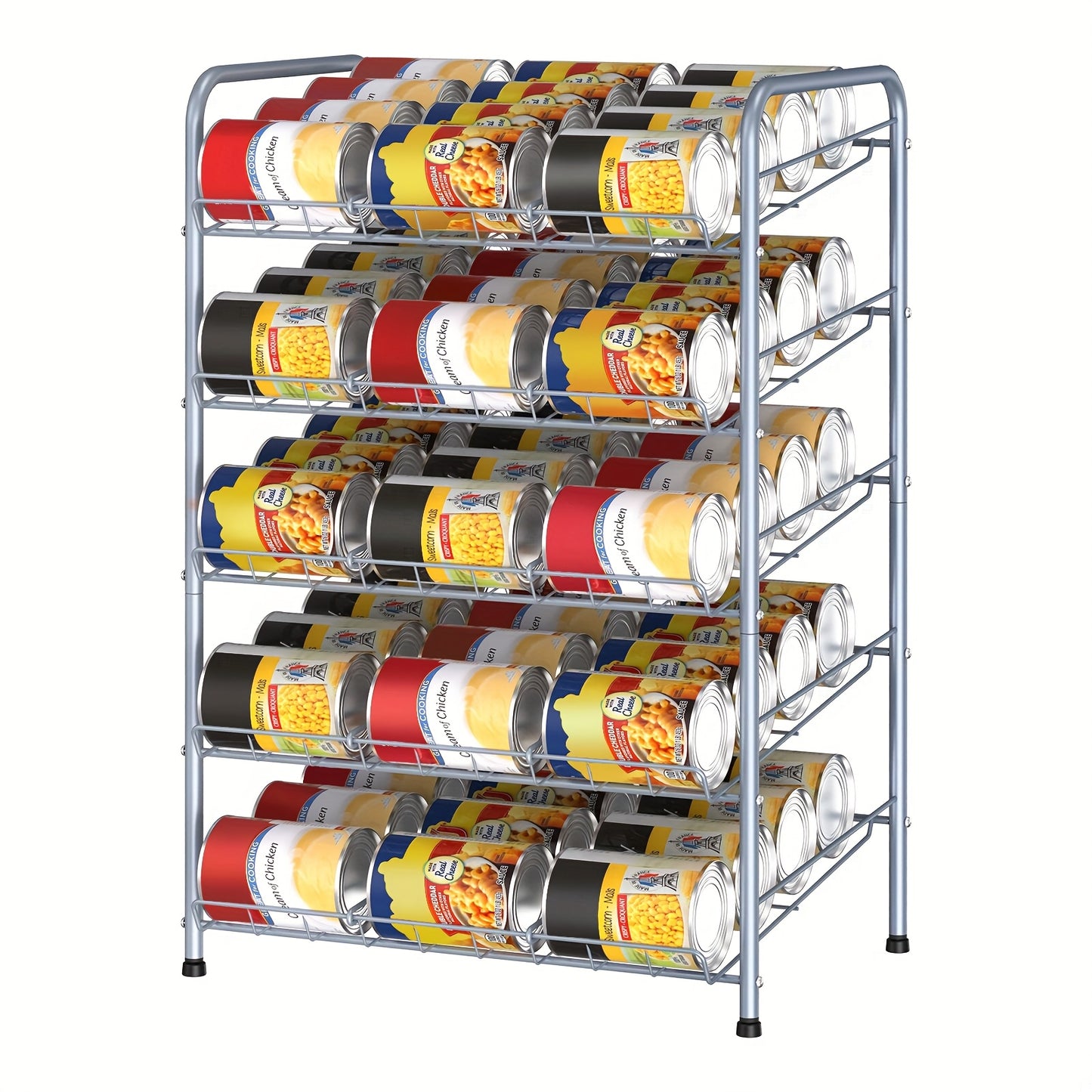 Can Rack Kitchen Organizer With Adjustable Dividers, Holds Up To 84 Cans