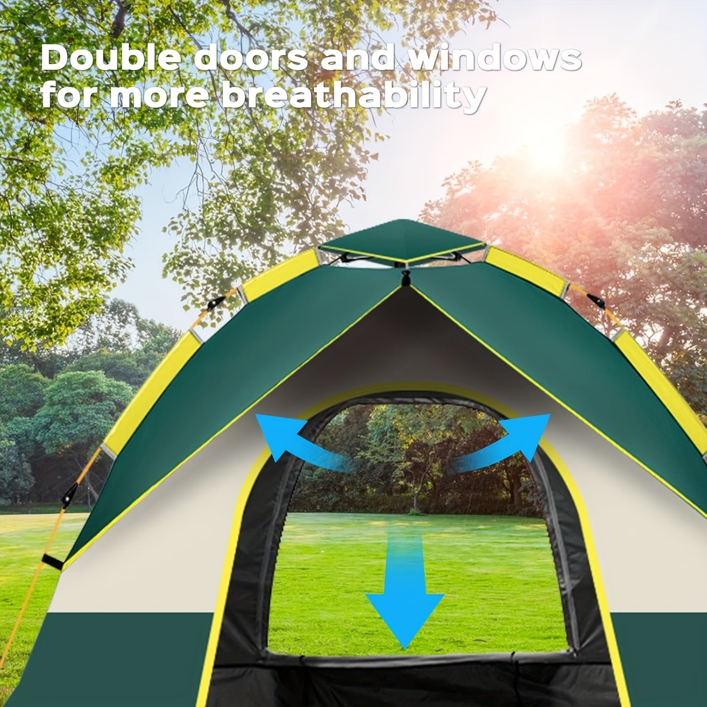 Fully Automatic Quick Opening Camping Tent with Dual Doors And Windows