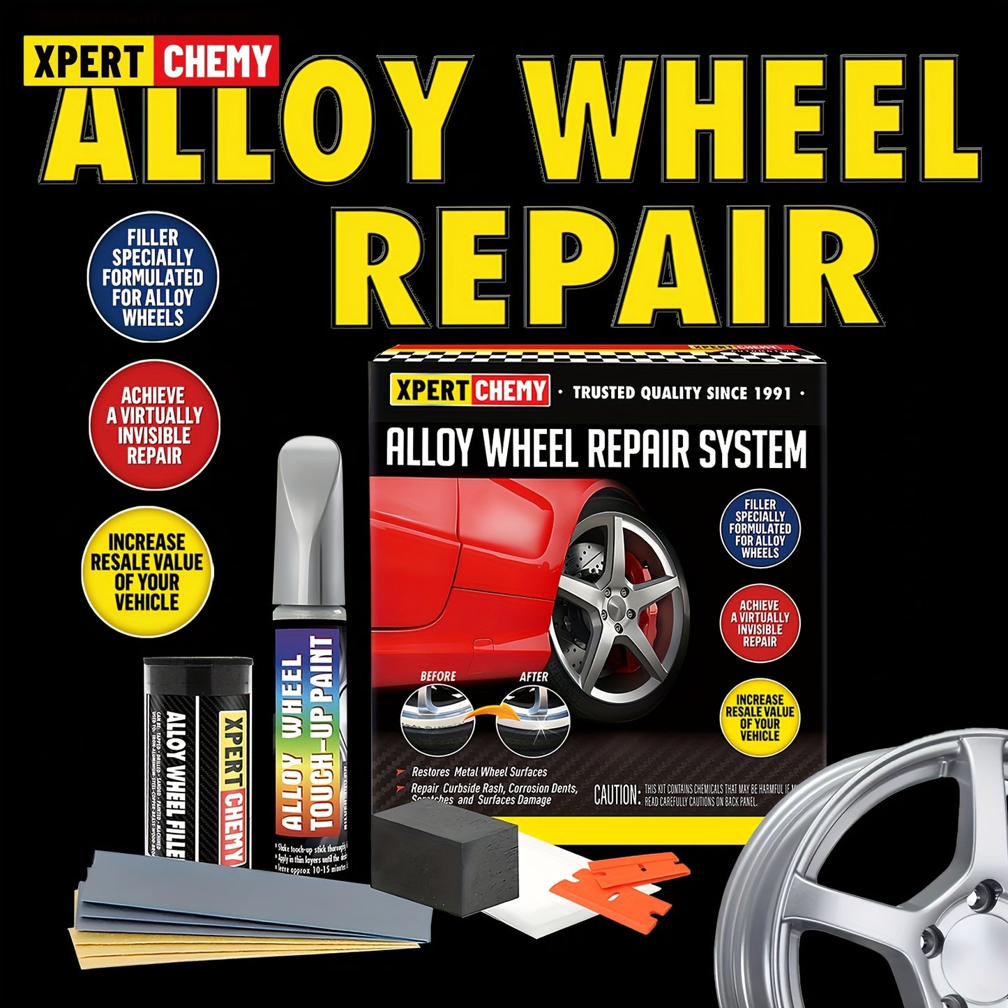 Alloy Wheel Scratches Remove Kit Rim Touch Up Repair Kit Silver Color